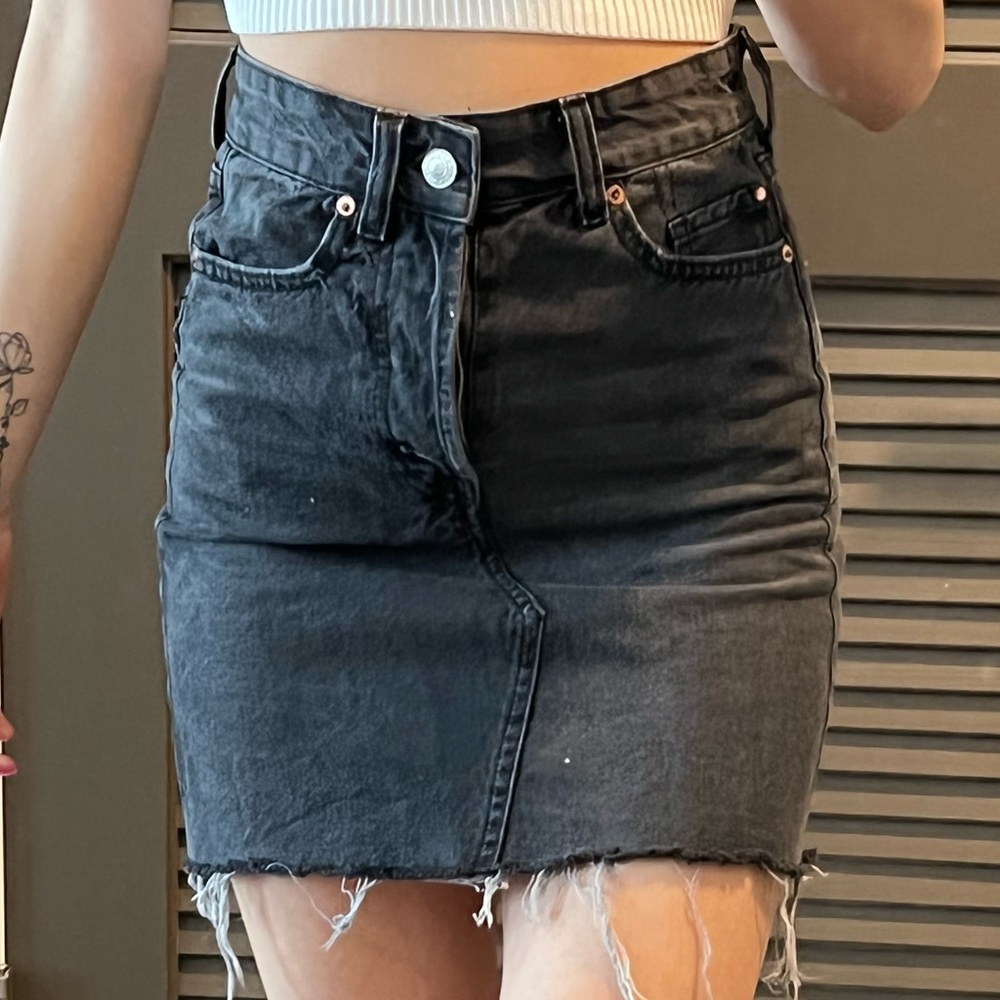 Black denim skirt